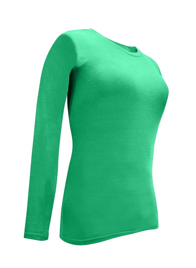 Natural Uniforms Women's Under Scrub Tee Crew Neck Long Sleeve T-Shirt (Green, Large) - Image 4